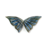 Rainbow Flashing Blue Labradorite Gemstone Carving: Natural Untreated Unheated Labradorite February Birthstone Hand Carved Butterfly Pair