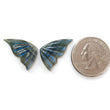 Rainbow Flashing Blue Labradorite Gemstone Carving: Natural Untreated Unheated Labradorite February Birthstone Hand Carved Butterfly Pair