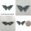 Rainbow Flashing Blue Labradorite Gemstone Carving: Natural Untreated Unheated Labradorite February Birthstone Hand Carved Butterfly Pair