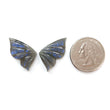 Rainbow Flashing Blue Labradorite Gemstone Carving: Natural Untreated Unheated Labradorite February Birthstone Hand Carved Butterfly Pair