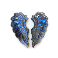 Rainbow Flashing Blue Labradorite Gemstone Carving: Natural Untreated Unheated February Birthstone Labradorite  Hand Carved Angel Wings