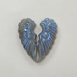 Rainbow Flashing Blue Labradorite Gemstone Carving: Natural Untreated Unheated February Birthstone Labradorite  Hand Carved Angel Wings