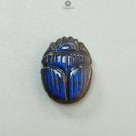 Blue Labradorite Gemstone Carving: 25.30cts Natural Untreated Unheated Labradorite Hand Carved Scarab 23.5*18mm 1pc for Jewelry