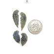 Blue Labradorite Gemstone Carving: Natural Untreated Unheated Labradorite Hand Carved Angel Wings 4pcs Set for Jewelry