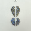 Blue Labradorite Gemstone Carving: Natural Untreated Unheated Labradorite Hand Carved Angel Wings 4pcs Set for Jewelry