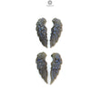 Blue Labradorite Gemstone Carving: Natural Untreated Unheated Labradorite Hand Carved Angel Wings 4pcs Set for Jewelry