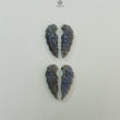 Blue Labradorite Gemstone Carving: Natural Untreated Unheated Labradorite Hand Carved Angel Wings 4pcs Set for Jewelry