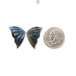 Blue Labradorite Gemstone Carving: Natural Untreated Unheated Labradorite Hand Carved Butterfly Pair for Jewelry