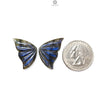 Blue Labradorite Gemstone Carving: Natural Untreated Unheated Labradorite Hand Carved Butterfly Pair for Jewelry