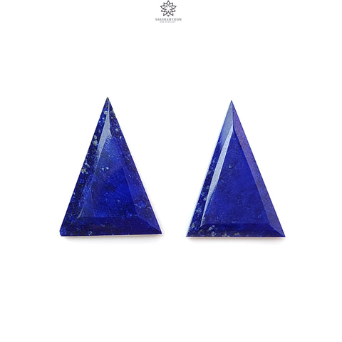 Lapis Lazuli Gemstone Faceted Cut: 23.90cts Natural Untreated Blue Lapis Lazuli Triangle Shape 29.5*22mm Pair September Birthstone