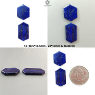 Lapis Lazuli Gemstone Flat Slices: Natural Untreated Blue Lapis Lazuli Hexagon Shape 2pcs, 3pcs Set for Jewelry September Birthstone