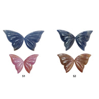 Multi Sapphire Gemstone Carving : Natural Untreated Multi Color Sapphire Hand Carved Butterfly 2pairs Set