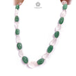 Green & Pink Rose Quartz Loose Beads: 614.90cts Natural Untreated Quartz Fancy Hand Carved Beads 14*12mm - 39*29mm 22"