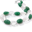 Green & Pink Rose Quartz Loose Beads: 614.90cts Natural Untreated Quartz Fancy Hand Carved Beads 14*12mm - 39*29mm 22"