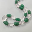 Green & Pink Rose Quartz Loose Beads: 614.90cts Natural Untreated Quartz Fancy Hand Carved Beads 14*12mm - 39*29mm 22"