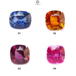 Synthetic Multi Color Gemstones Faceted Cut: Manmade Sapphire, Padparadscha & Garnet Cushion Shape 1pc for Ring/Pendant
