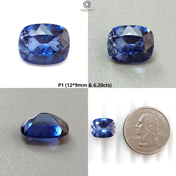 Synthetic Multi Color Gemstones Faceted Cut: Manmade Sapphire, Padparadscha & Garnet Cushion Shape 1pc for Ring/Pendant