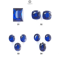 Blue Nanosital Gemstone Faceted Cut: Blue Nanosital Baguette, Cushion & Oval Shapes Faceted 1pc, 2pcs, 3pcs Set For Jewelry