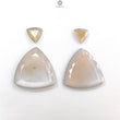 Multi Color Onyx Gemstone Carving & Faceted Cut: Natural Peach, Gray Onyx Triangle, Pear Shapes Faceted 4pcs Set For Jewelry