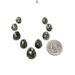 Green Rutile Quartz Gemstone Rose Cut Slices: Natural Untreated Unheated Rutile Egg Shape Faceted 9pcs Lot for Jewelry April Birthstone