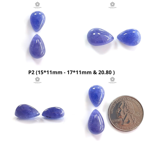 Tanzanite Pear Heart Cabochon : Natural Blue Tanzanite Gemstone Pear Shape