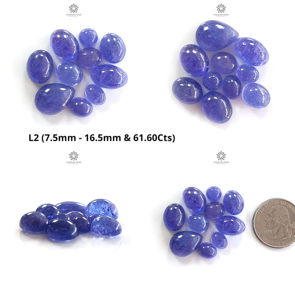 Tanzanite Oval Cabochon : Natural Blue Tanzanite Gemstone Pear Shape