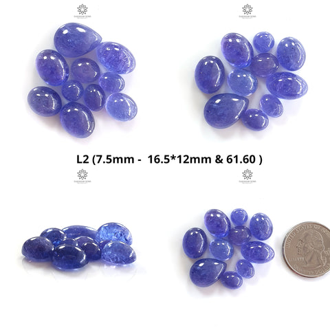 Tanzanite Oval Cabochon : Natural Blue Tanzanite Gemstone Pear Shape