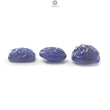 Tanzanite Gemstone Carving: Natural Blue Tanzanite Hand Carved Oval And Cushion Shape 3pcs Set For Jewelry