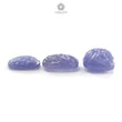 Tanzanite Gemstone Carving: Natural Blue Tanzanite Hand Carved Oval And Cushion Shape 3pcs Set For Jewelry