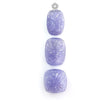 Tanzanite Gemstone Carving: Natural Blue Tanzanite Hand Carved Oval And Cushion Shape 3pcs Set For Jewelry