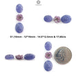 Blue Tanzanite, Pink Sapphire Carving: Natural Tanzanite, Sapphire Gemstone Flower Oval, Pear Shapes 3psc Set For Jewelry