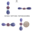 Blue Tanzanite, Pink Sapphire Carving: Natural Tanzanite, Sapphire Gemstone Flower Oval, Pear Shapes 3psc Set For Jewelry