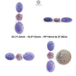 Blue Tanzanite, Pink Sapphire Carving: Natural Tanzanite, Sapphire Gemstone Flower Oval, Pear Shapes 3psc Set For Jewelry