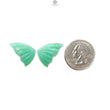 Green Chrysoprase Gemstone Carving: Natural Unheated Untreated Chrysoprase Hand Carved Butterfly Pair for Jewelry May Birthstone