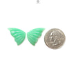 Green Chrysoprase Gemstone Carving: Natural Unheated Untreated Chrysoprase Hand Carved Butterfly Pair for Jewelry May Birthstone