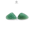 Green Quartz Gemstone Carving: Natural Untreated Green Quartz Both Side Hand Carved Fancy Shape Pare For Jewelry