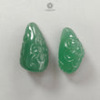 Green Quartz Gemstone Carving: Natural Untreated Green Quartz Both Side Hand Carved Fancy Shape Pare For Jewelry