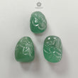 Green Quartz Gemstone Carving: 43.40cts Natural Untreated Green Quartz Both Side Hand Carved Fancy Shape 14mm - 17mm 3pcs For Jewelry