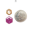 Multi Sapphire Gemstone Step Cut: Natural Untreated Unheated Sapphire Hexagon Shape Faceted 2pcs Set for Jewelry