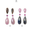 Multi Sapphire Gemstone Rose Cut Slices: Natural Untreated Unheated Sapphire Pear Shape Faceted 6pcs Set for Jewelry