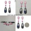 Multi Sapphire Gemstone Rose Cut Slices: Natural Untreated Unheated Sapphire Pear Shape Faceted 6pcs Set for Jewelry