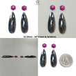 Multi Sapphire Gemstone Rose Cut Slices: Natural Untreated Unheated Sapphire Pear, Fancy Shape Faceted 4pcs Set for Jewelry