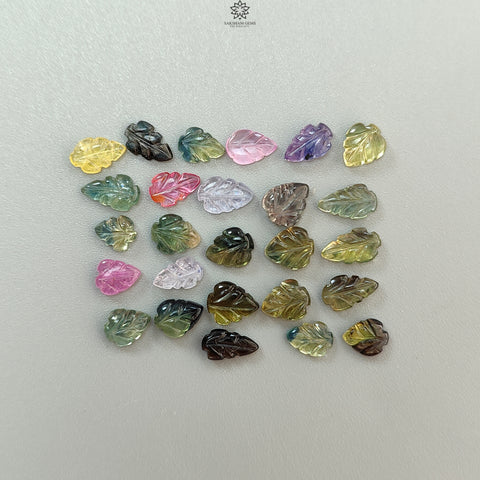 Multi Sapphire Gemstone Carving: 25.00cts Natural Untreated Burmese Sapphire Hand Carved Leaves 7*5mm - 9*6mm 26pcs Lot for Jewelry