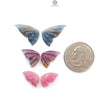 Multi Sapphire Gemstone Carving: Natural Untreated Multi Color Sapphire Hand Carved Butterfly 3 Pair Set for Jewelry September Birthstone