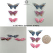 Multi Sapphire Gemstone Carving: Natural Untreated Multi Color Sapphire Hand Carved Butterfly 3 Pair Set for Jewelry September Birthstone