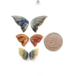 Multi Sapphire Gemstone Carving: Natural Untreated Multi Color Sapphire Hand Carved Butterfly 3 Pair Set for Jewelry September Birthstone