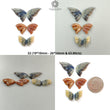 Multi Sapphire Gemstone Carving: Natural Untreated Multi Color Sapphire Hand Carved Butterfly 3 Pair Set for Jewelry September Birthstone