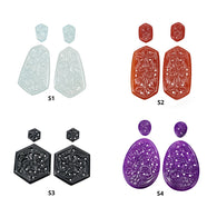 Orange Black Purple & Milky ONYX Gemstone Carving : Natural Color Enhanced Onyx Hand Carved Hexagon Uneven 4pcs sets