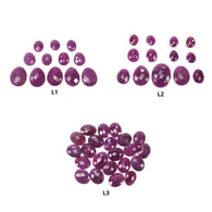 Red RUBY Gemstone Checker Cut : Natural Untreated Unheated Ruby Oval Shape Briolette Sets