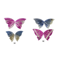 MULTI SAPPHIRE Gemstone Carving : Natural Untreated Bi-Color Sapphire Hand Carved Butterfly 2pairs Set